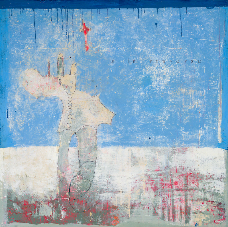 tableau peinture acrylique abstraite contemporaine bleu ciel de philippe croq en vente a la galerie22